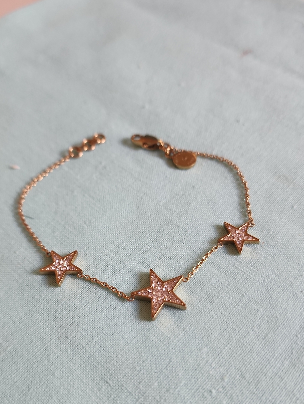 Yellow Gold Star Bracelet with Pavé Crystals